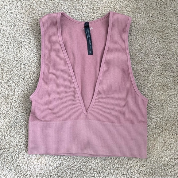 Urban Outfitters Pink Ribbed Crop Top - Picture 1 of 3